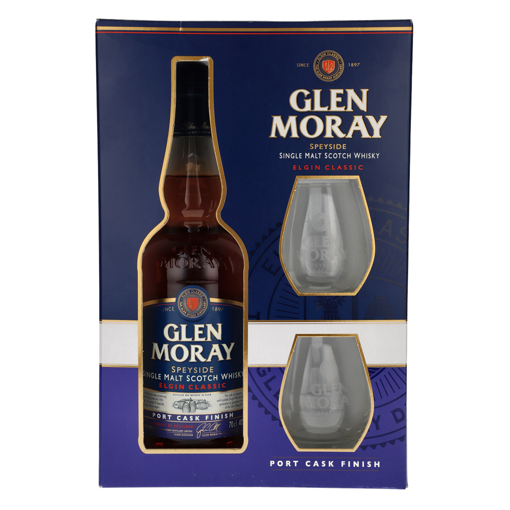 WHISKY SM GLEN MORAY ELGIN PORT 40 07L GLASS PACK
