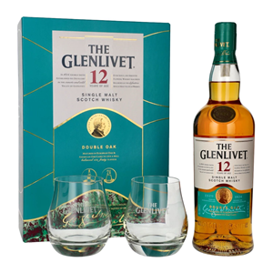 WHISKY SM GLENLIVET 12Y 40% 0,7L + SZKLANKI